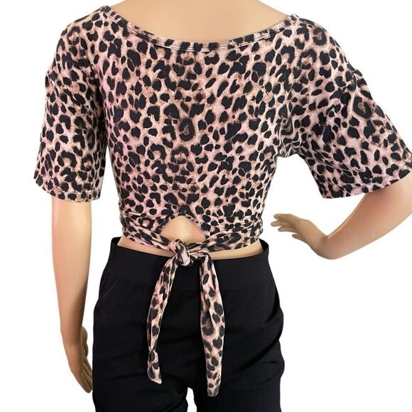 Victoria’s Secret Heavenly by Victoria Model Twist Tie Crop Tee Leopard Sz Small - Picture 6 of 12